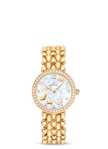 Omega De Ville Prestige Dewdrop Quartz 27.4 Yellow Gold / Diamond / Butterfly / Bracelet